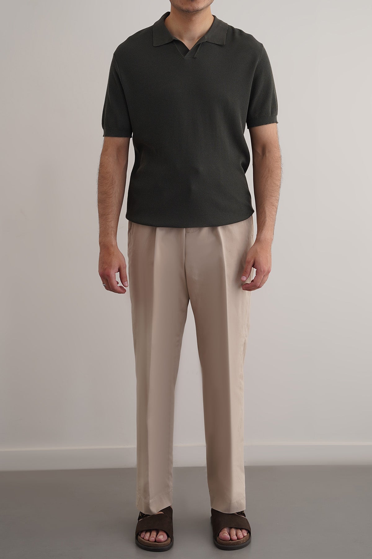 PLEATED COTTON TROUSERS